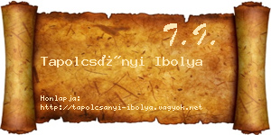 Tapolcsányi Ibolya névjegykártya